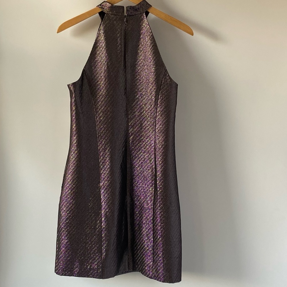 Trina Turk Metallic Shimmer Sleeveless Mock Turtleneck Dress SZ M - Picture 2 of 8